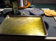 Baking pan with olive oil
